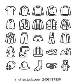 Apparel fashion items icon set