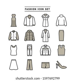 APPAREL FASHION LINE ICON SET
