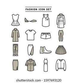 APPAREL FASHION LINE ICON SET