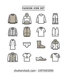 APPAREL FASHION LINE ICON SET