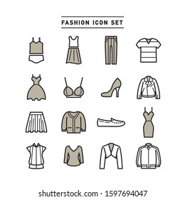 APPAREL FASHION LINE ICON SET