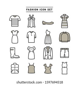 APPAREL FASHION LINE ICON SET