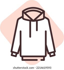 Apparel hoodie, illustration, vector on white background.