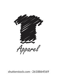 Apparel icon logo with hand drawn design illustration