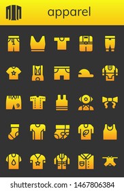 apparel icon set. 26 filled apparel icons.  Collection Of - Pants, Cardigan, Tank top, Shirt, Clothes, Shorts, Baseball cap, Tunic, Sleeveless, Mentalist, Tie, Sock, Tshirt, Socks