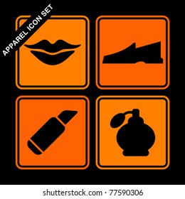 apparel icon set on black background