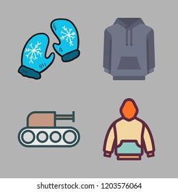 apparel icon set. vector set about mitten, hoodie and tank icons set.