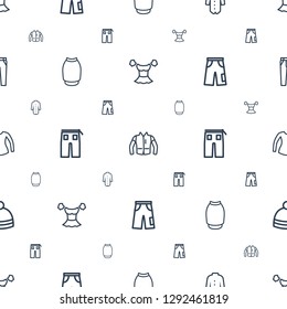 apparel icons pattern seamless white background. Included editable outline blouse, jacket, skirt, pants, winter hat icons. apparel icons for web and mobile.