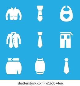 Apparel icons set. set of 9 apparel filled icons such as baby bid, pants, skirt, jacket