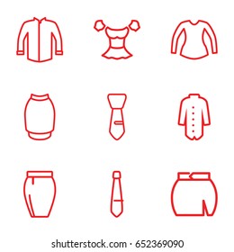 Apparel icons set. set of 9 apparel outline icons such as jacket, blouse, skirt