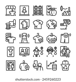 Apparel industry DX icon set