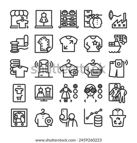 Apparel industry DX icon set