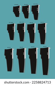 Apparel Jogger pant sewing pattern block outline drawing vector illustration.
