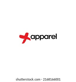 Logo de la ropa con letra inicial de la gráfica del vector de diseño X