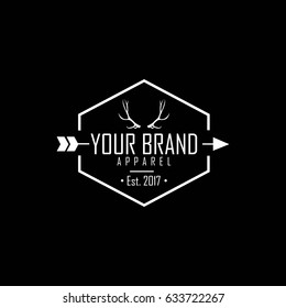 Apparel Logo, Sign, Icon Clothing Brand Deer Antlers Template Vector Design