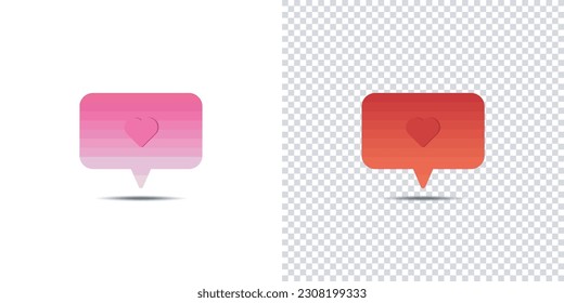 Apparel Prints for message bubble with heart set.Happy Valentine's day,Social Media Heart icon on different colour.Greeting card design for web,banner,social media. Vector illustration.