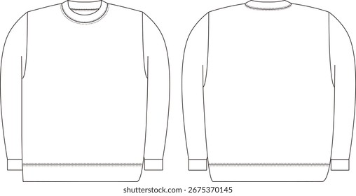 Producto de ropa, patrón de sudadera (vista superior) blanco