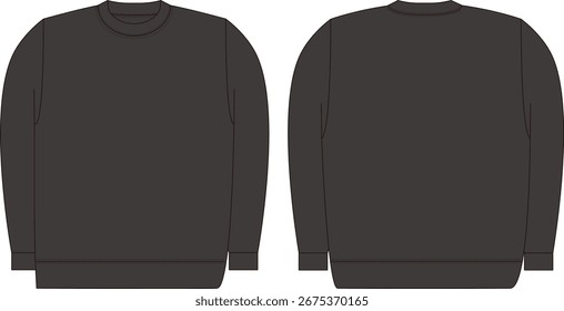 Producto de ropa, patrón de sudadera (vista superior) negro