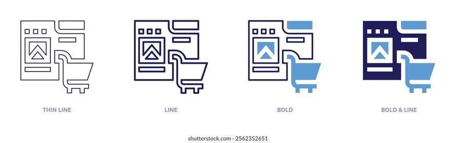 Apparel sales icon in 4 different styles. Thin Line, Line, Bold, and Bold Line. Duotone style. Editable stroke.