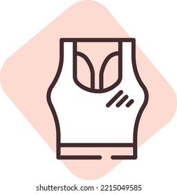 Apparel sports bra, illustration, vector on white background.