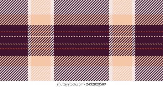 Apparel texture textile tartan, industrial vector pattern check. Business background fabric seamless plaid in dark and orange color.