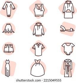 Apparel wardrobe, illustration, vector on white background.