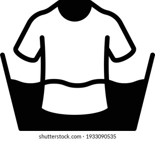 Diseño de iconos de glifo del concepto de lavado de ropa, signo de etiqueta de etiquetas de cuidado, símbolos de limpieza en seco y de lavado en fondo blanco, imagen de material de lavandería comercial