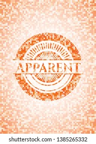 Apparent abstract emblem, orange mosaic background