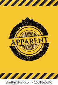 Apparent black grunge emblem with yellow background. Vector Illustration. Detailed.
