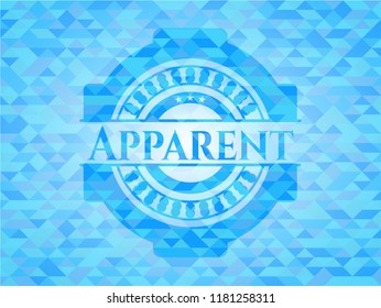 Apparent sky blue emblem. Mosaic background