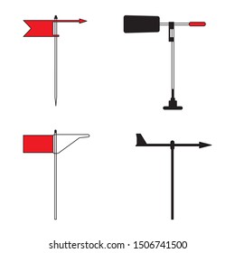 Apparent wind indicator black and white vector illustration