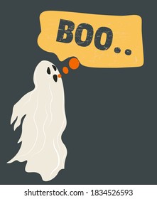 Apparition saying boo, isolated halloween holidays character, costume or personage. Frightening ghost haunting, phantom mysterious creature. Autumn season event, all hallows eve vector in flat style