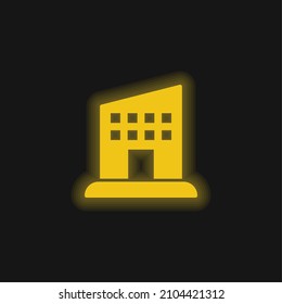 Appartment Yellow Glowing Neon Icon