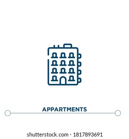 icono de vector de contorno de departamentos. ilustración de elemento simple. los apartamentos dibujan un icono del concepto de edificios editables. se puede usar para web y móvil
