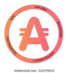 Appcoins cryptocurrency logo. APPC crypto symbol icon flat vector illustration. EPS 10 editable template. 