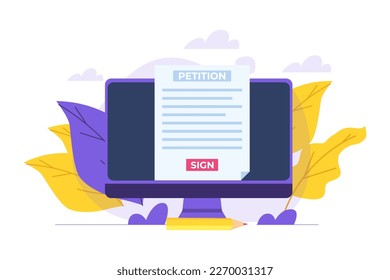 An appeal document or form. Petition online concept. Vector illustration