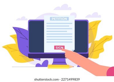 An appeal document or form. Petition online concept. Vector illustration