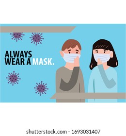 Appeal posters use masks to prevent the spread of viruses. vector illustration of using masks. symbol icon. Hygienic, Equipment. Flat design.
