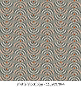 Appealing 60s 70s vintage wallpaper repeat pattern. Decent colors with reddish bright accents.