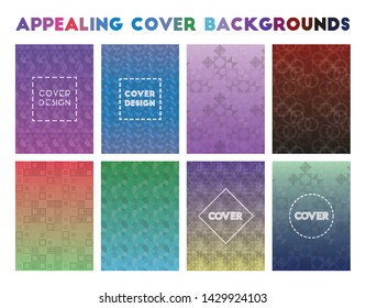 Appealing Cover Backgrounds. Adorable geometric patterns, emotional vector illustration.