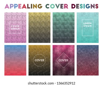 Appealing Cover Designs. Adorable geometric patterns, lovely vector illustration.