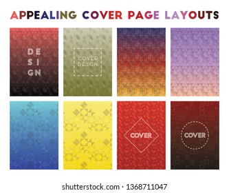 Appealing Cover Page Layouts. Actual geometric patterns, comely vector illustrations.