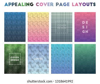 Appealing Cover Page Layouts. Alluring geometric patterns, impressive vector illustrations.