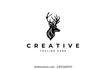 An appealing deer head logo design that embodies the grace and strength of a deer's head. This elegant design captures the natural beauty and power, perfect for various design purposes.