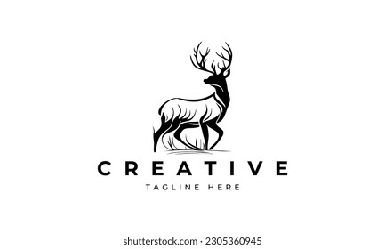 Un atractivo diseño con el logo de la cabeza de ciervo que encarna la gracia y la fuerza de la cabeza de un ciervo. Este elegante diseño captura la belleza natural y el poder, perfecto para diversos propósitos de diseño.