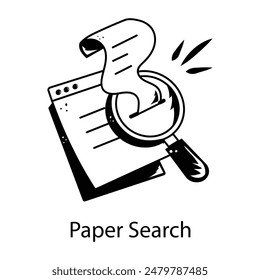 An appealing doodle icon of online paper search 