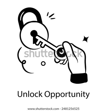 An appealing doodle icon of unlock opportunity 