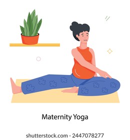 Eine ansprechende flache Charakterikone des Mutterschafts-Yogas
