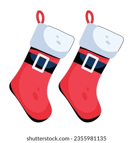 An appealing flat icon of christmas socks 