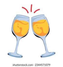 An appealing flat icon of wine cheers 